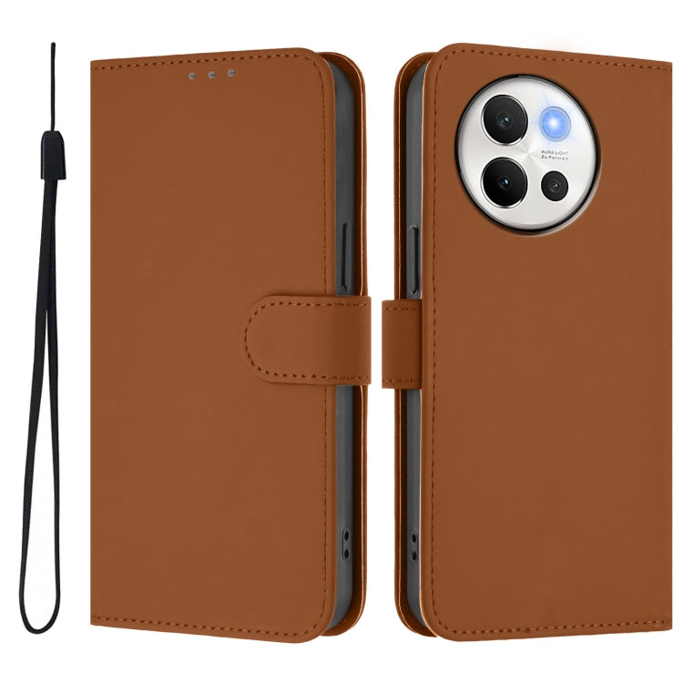 Skin Feel Solid Color Leather Phone Case with Lanyard, For vivo V40 Lite 5G / V30E 5G Global, For vivo S19 Pro