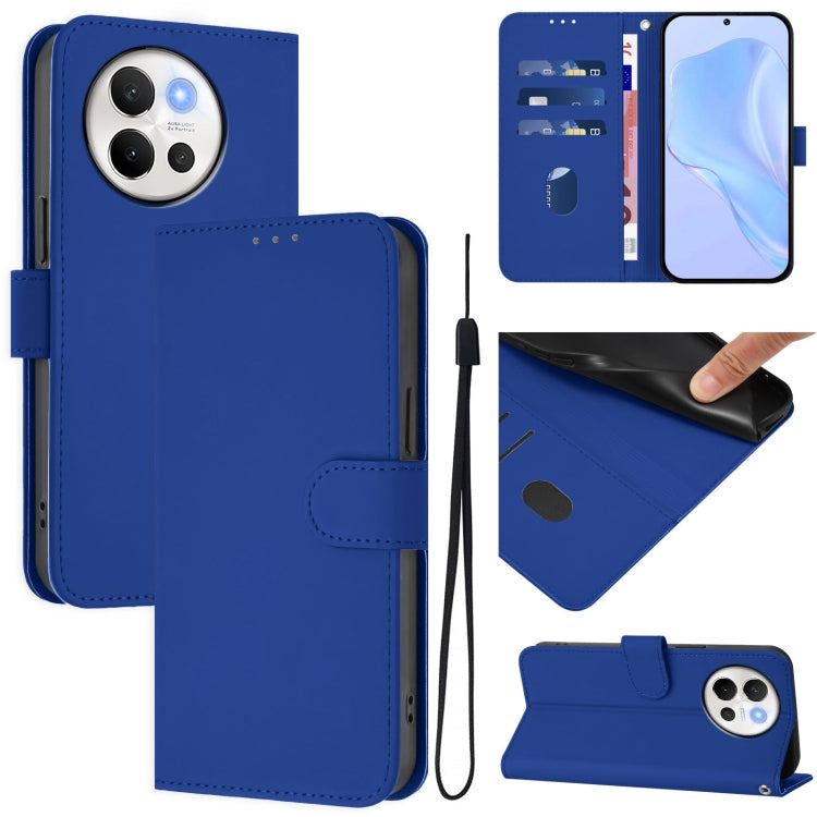 Skin Feel Solid Color Leather Phone Case with Lanyard, For vivo V40 Lite 5G / V30E 5G Global, For vivo S19 Pro