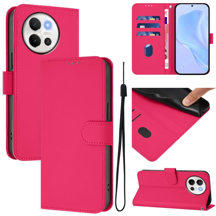 Skin Feel Solid Color Leather Phone Case with Lanyard, For vivo V40 Lite 5G / V30E 5G Global, For vivo S19 Pro