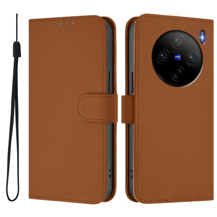Skin Feel Solid Color Leather Phone Case with Lanyard, For vivo X100S 5G, For vivo Y03 4G Global / Y18 4G
