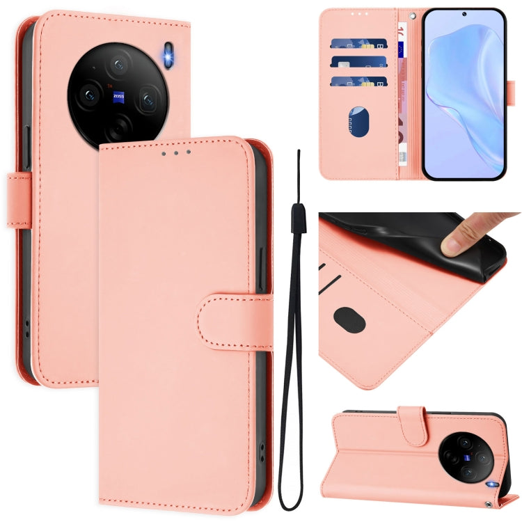 Skin Feel Solid Color Leather Phone Case with Lanyard, For vivo X100S 5G, For vivo Y03 4G Global / Y18 4G