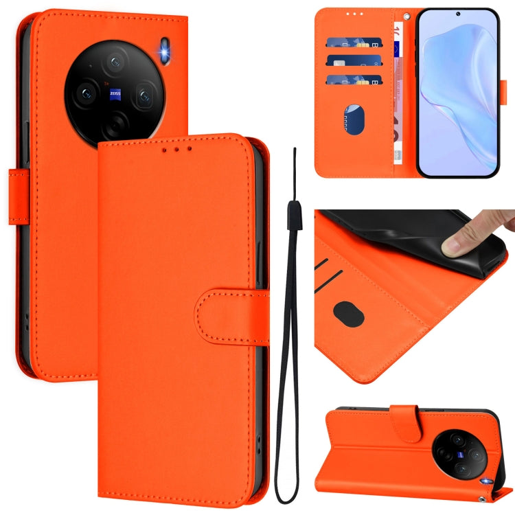 Skin Feel Solid Color Leather Phone Case with Lanyard, For vivo X100S 5G, For vivo Y03 4G Global / Y18 4G