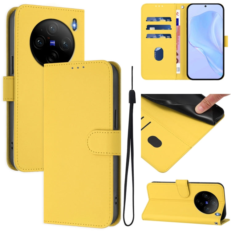 Skin Feel Solid Color Leather Phone Case with Lanyard, For vivo X100S 5G, For vivo Y03 4G Global / Y18 4G