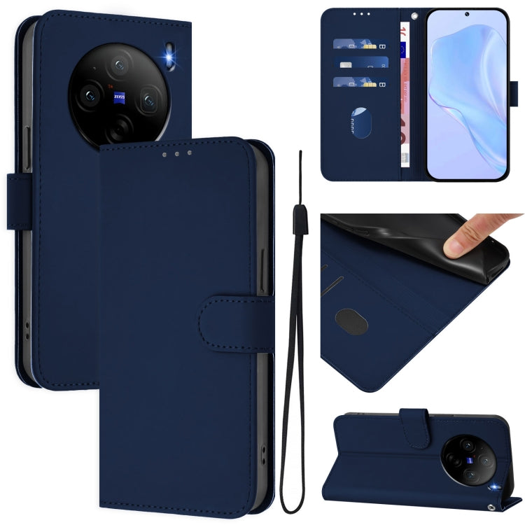 Skin Feel Solid Color Leather Phone Case with Lanyard, For vivo X100S 5G, For vivo Y03 4G Global / Y18 4G