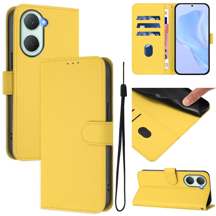 Skin Feel Solid Color Leather Phone Case with Lanyard, For vivo X100S 5G, For vivo Y03 4G Global / Y18 4G