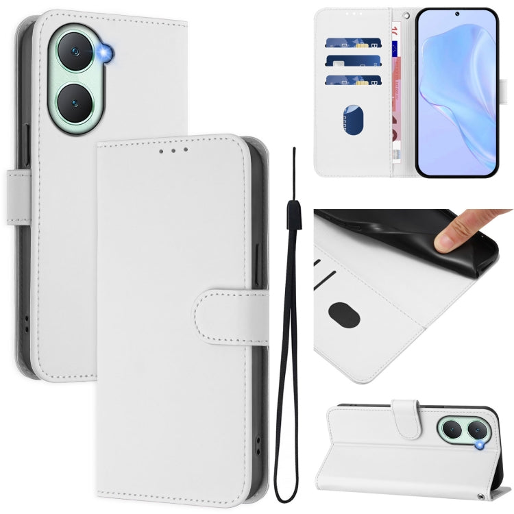 Skin Feel Solid Color Leather Phone Case with Lanyard, For vivo X100S 5G, For vivo Y03 4G Global / Y18 4G