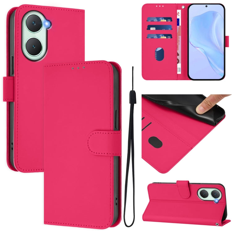 Skin Feel Solid Color Leather Phone Case with Lanyard, For vivo X100S 5G, For vivo Y03 4G Global / Y18 4G