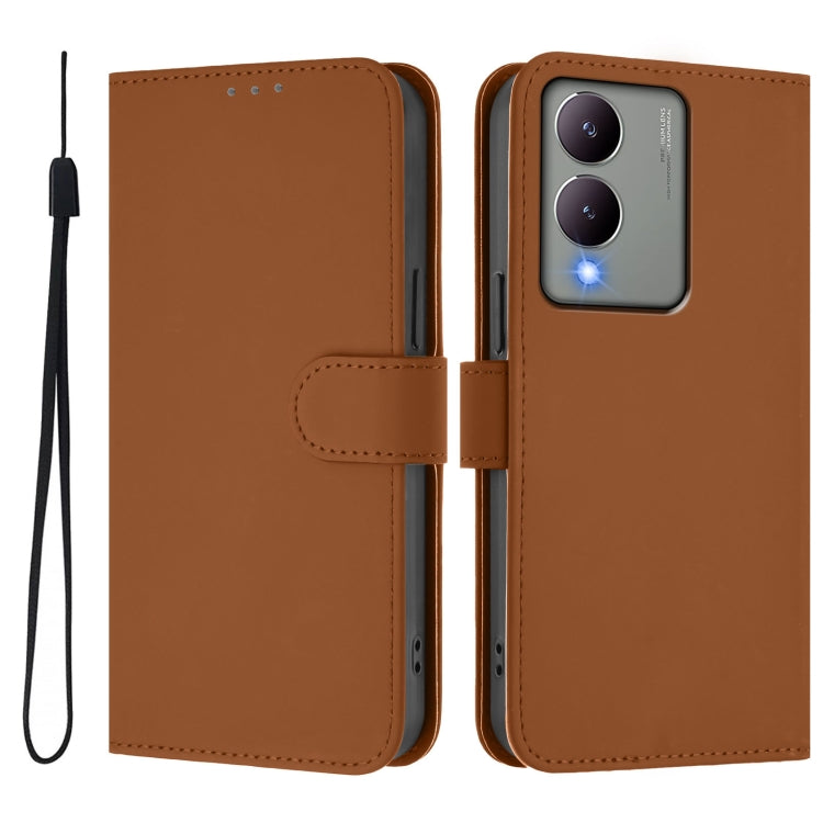 Skin Feel Solid Color Leather Phone Case with Lanyard, For vivo Y17S 4G Global, For vivo Y78 5G Global / V29 Lite