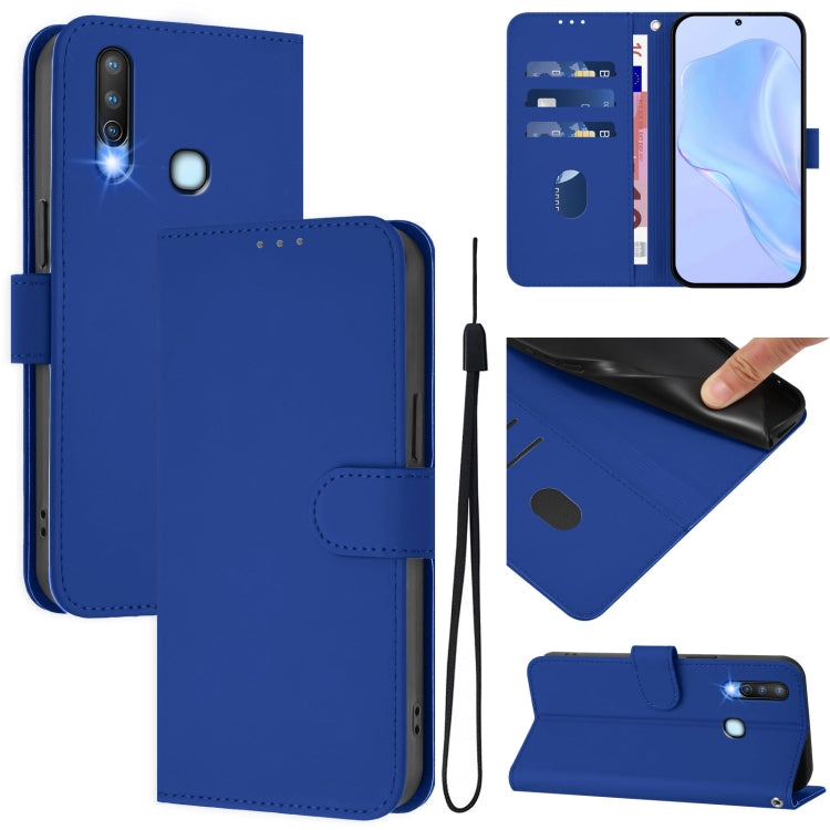Skin Feel Solid Color Leather Phone Case with Lanyard, For vivo Y17 / Y15 / Y12 / Y11, For vivo Y27 4G 2023 Global