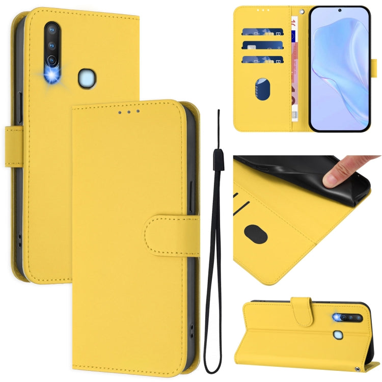 Skin Feel Solid Color Leather Phone Case with Lanyard, For vivo Y17 / Y15 / Y12 / Y11, For vivo Y27 4G 2023 Global