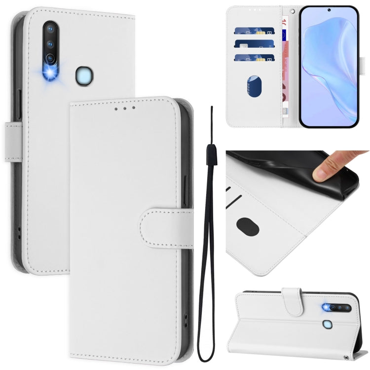 Skin Feel Solid Color Leather Phone Case with Lanyard, For vivo Y17 / Y15 / Y12 / Y11, For vivo Y27 4G 2023 Global
