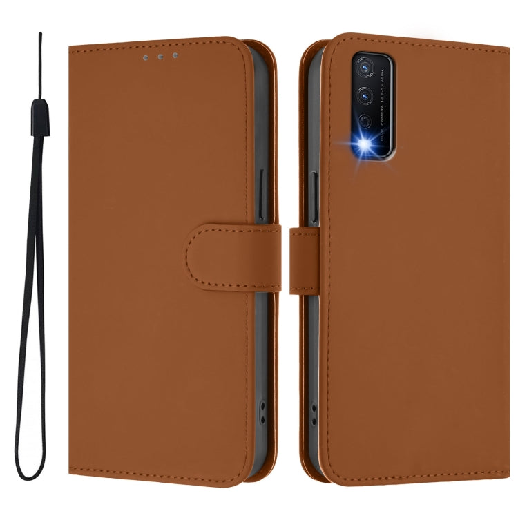 Skin Feel Solid Color Leather Phone Case with Lanyard, For vivo Y20 / Y20i / Y20S / Y11S, For vivo iQOO Z9 5G / Z9 Turbo 5G