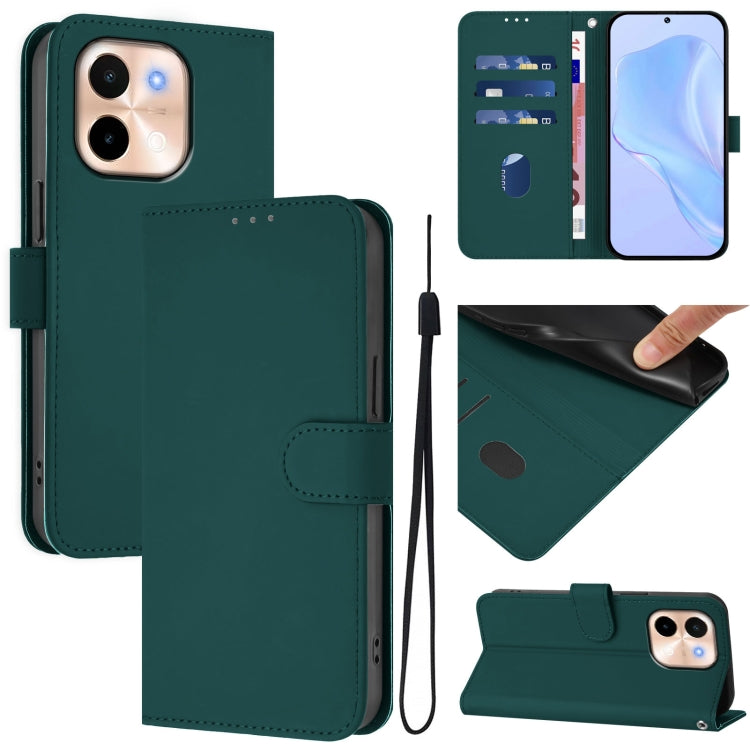 Skin Feel Solid Color Leather Phone Case with Lanyard, For vivo S19, For vivo Y28 4G