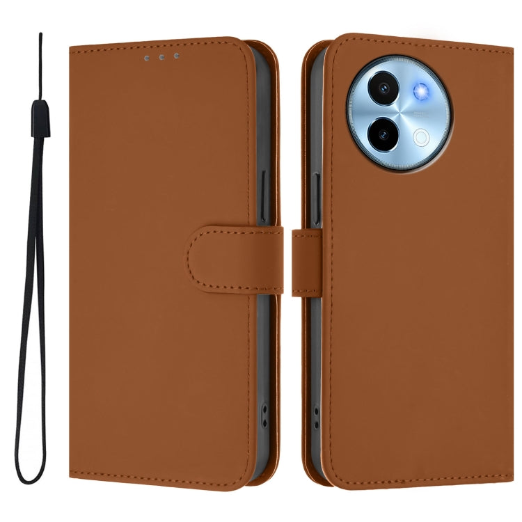 Skin Feel Solid Color Leather Phone Case with Lanyard, For vivo Y38 5G / Y200i Global, For vivo iQOO Z9X