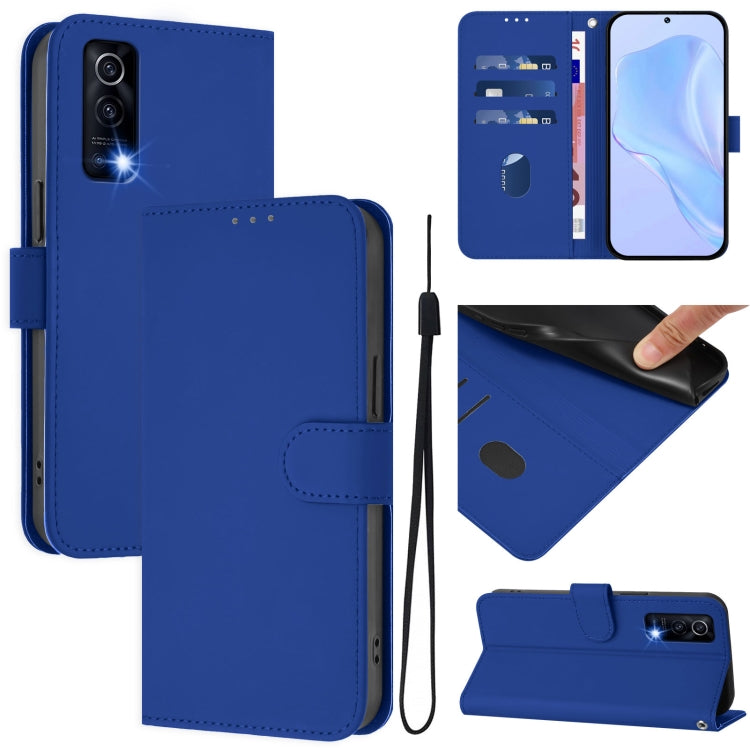 Skin Feel Solid Color Leather Phone Case with Lanyard, For vivo V27E 4G Global / T2 4G Global, For vivo Y72 5G / iQOO Z3 / Y52 5G