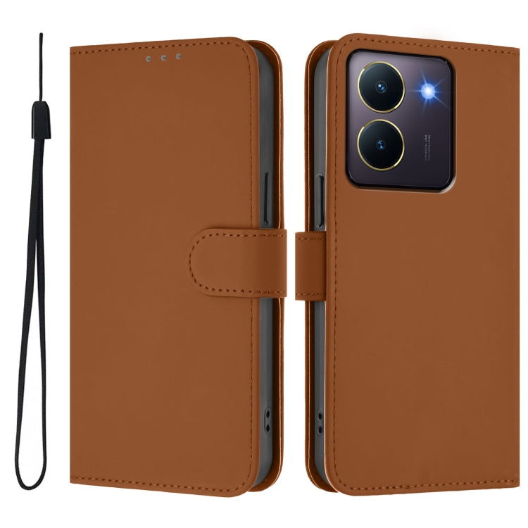 Skin Feel Solid Color Leather Phone Case with Lanyard, For vivo Y36 5G Global / Y36 4G Global, For vivo V29 5G Global / V29 Pro
