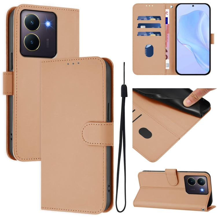Skin Feel Solid Color Leather Phone Case with Lanyard, For vivo Y36 5G Global / Y36 4G Global, For vivo V29 5G Global / V29 Pro