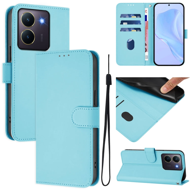 Skin Feel Solid Color Leather Phone Case with Lanyard, For vivo Y36 5G Global / Y36 4G Global, For vivo V29 5G Global / V29 Pro