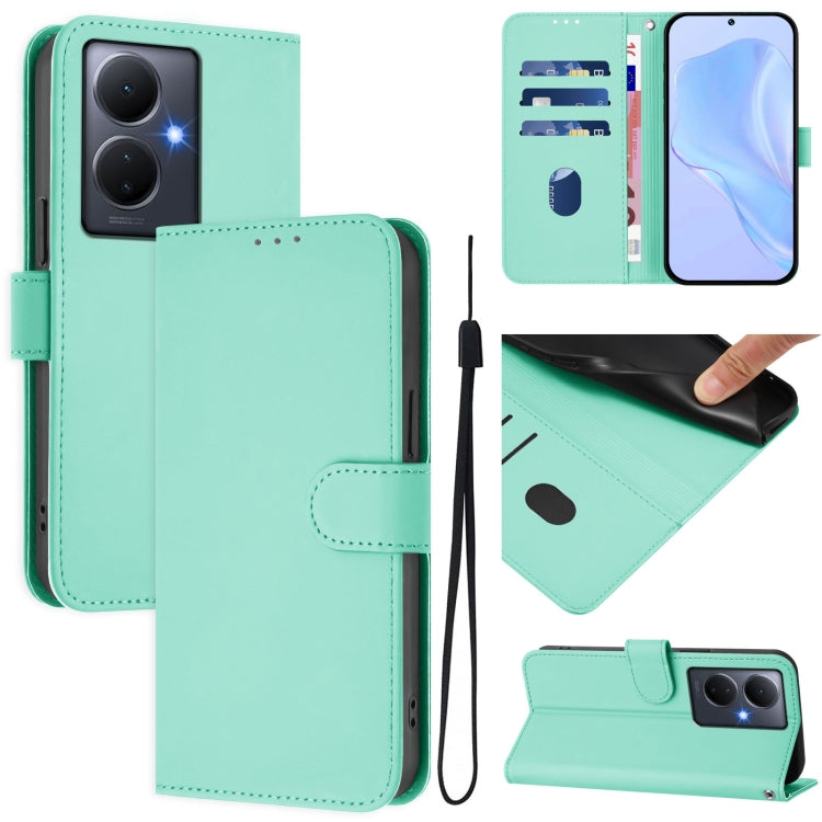 Skin Feel Solid Color Leather Phone Case with Lanyard, For vivo Y17S 4G Global, For vivo Y78 5G Global / V29 Lite