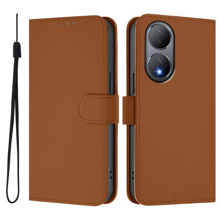 Skin Feel Solid Color Leather Phone Case with Lanyard, For vivo Y100 5G Global, For vivo V27 5G / V27  Pro 5G Global