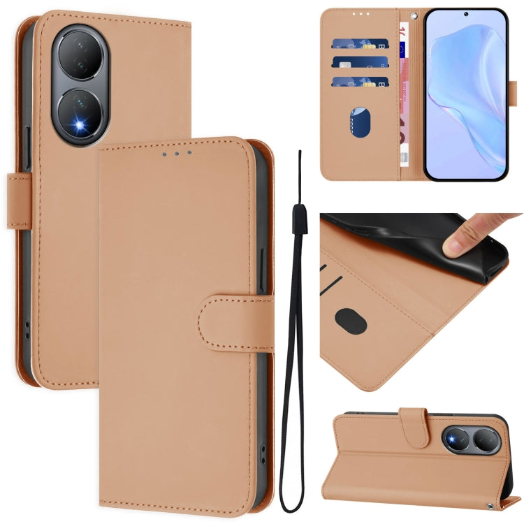 Skin Feel Solid Color Leather Phone Case with Lanyard, For vivo Y100 5G Global, For vivo V27 5G / V27  Pro 5G Global
