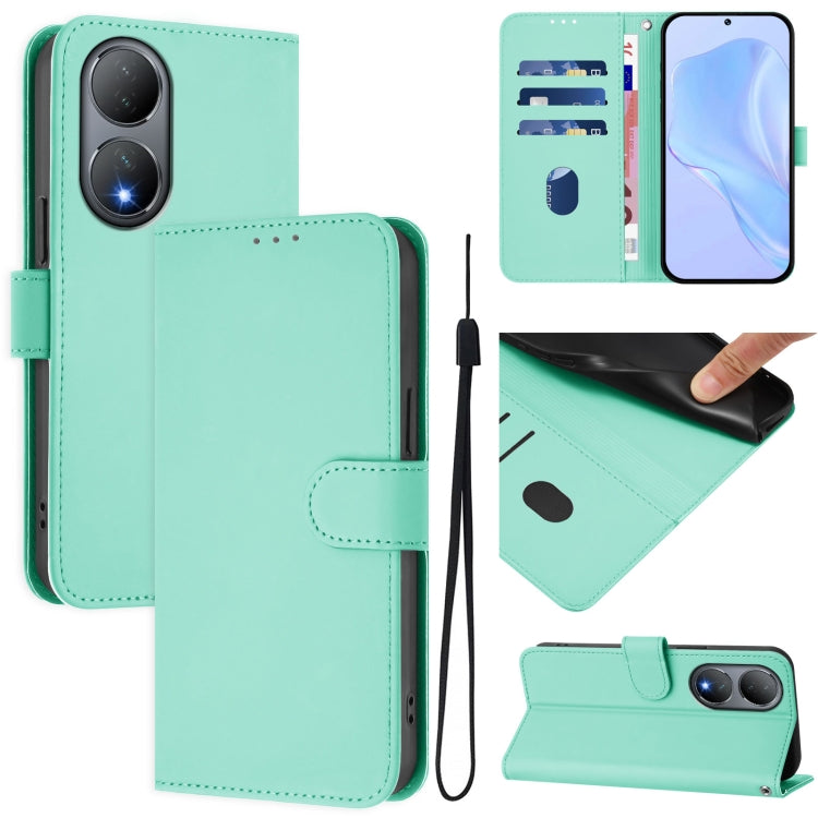 Skin Feel Solid Color Leather Phone Case with Lanyard, For vivo Y100 5G Global, For vivo V27 5G / V27  Pro 5G Global