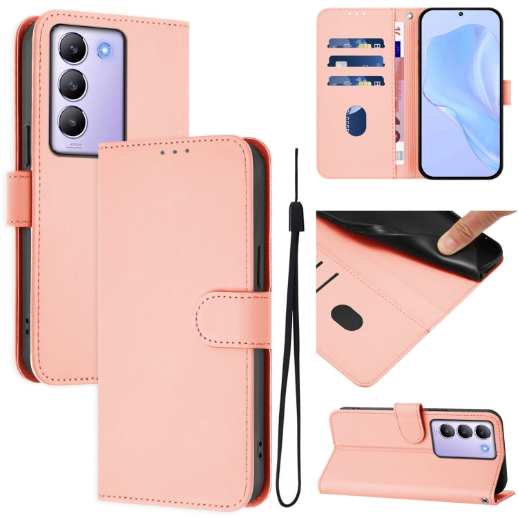 Skin Feel Solid Color Leather Phone Case with Lanyard, For vivo Y100 5G IDN / V40 SE 5G, For vivo V30 5G Global / V30 Pro Global