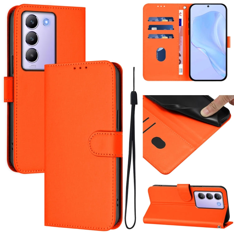 Skin Feel Solid Color Leather Phone Case with Lanyard, For vivo Y100 5G IDN / V40 SE 5G, For vivo V30 5G Global / V30 Pro Global