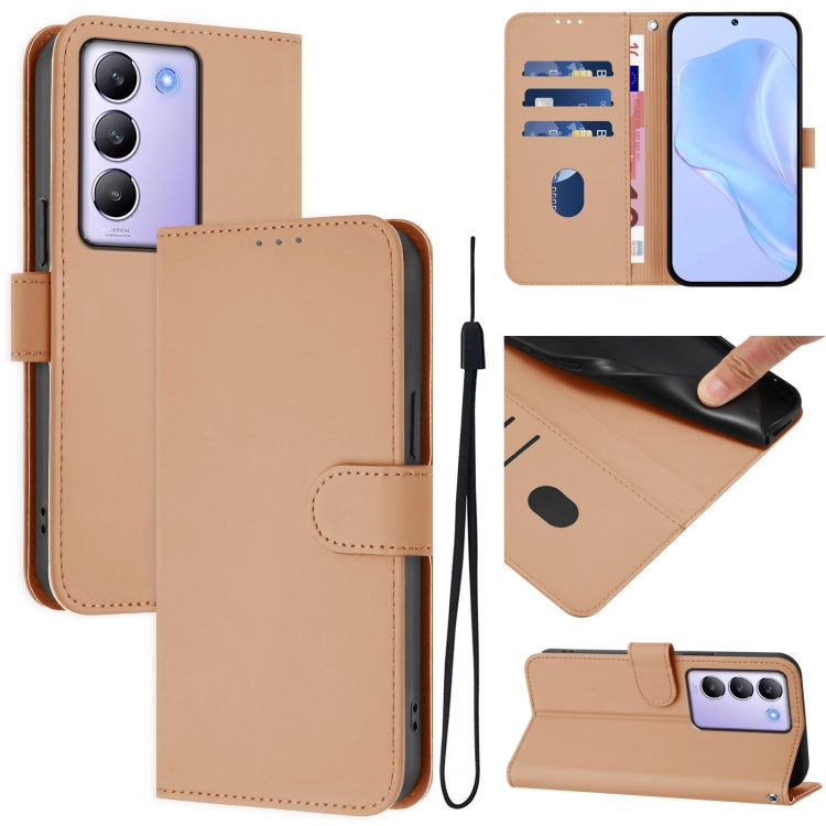 Skin Feel Solid Color Leather Phone Case with Lanyard, For vivo Y100 5G IDN / V40 SE 5G, For vivo V30 5G Global / V30 Pro Global