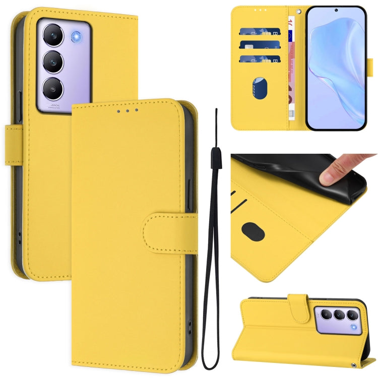 Skin Feel Solid Color Leather Phone Case with Lanyard, For vivo Y100 5G IDN / V40 SE 5G, For vivo V30 5G Global / V30 Pro Global