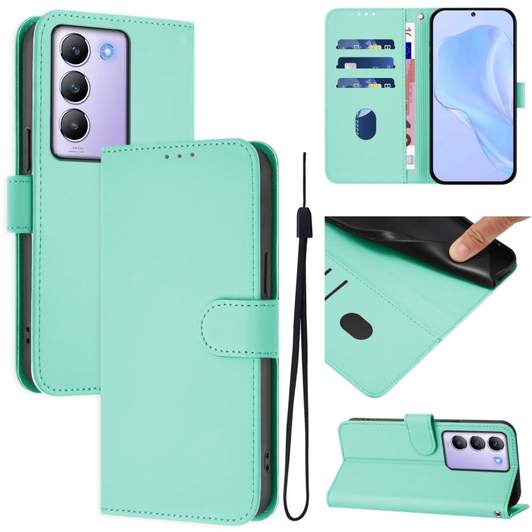 Skin Feel Solid Color Leather Phone Case with Lanyard, For vivo Y100 5G IDN / V40 SE 5G, For vivo V30 5G Global / V30 Pro Global