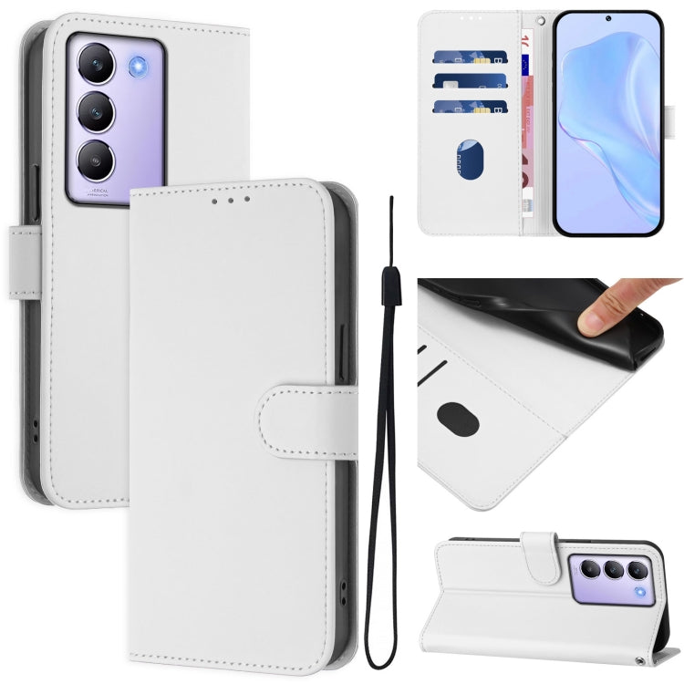 Skin Feel Solid Color Leather Phone Case with Lanyard, For vivo Y100 5G IDN / V40 SE 5G, For vivo V30 5G Global / V30 Pro Global