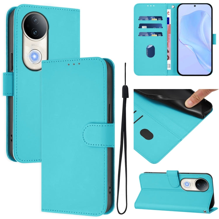Skin Feel Solid Color Leather Phone Case with Lanyard, For vivo V50 Global, For vivo S20