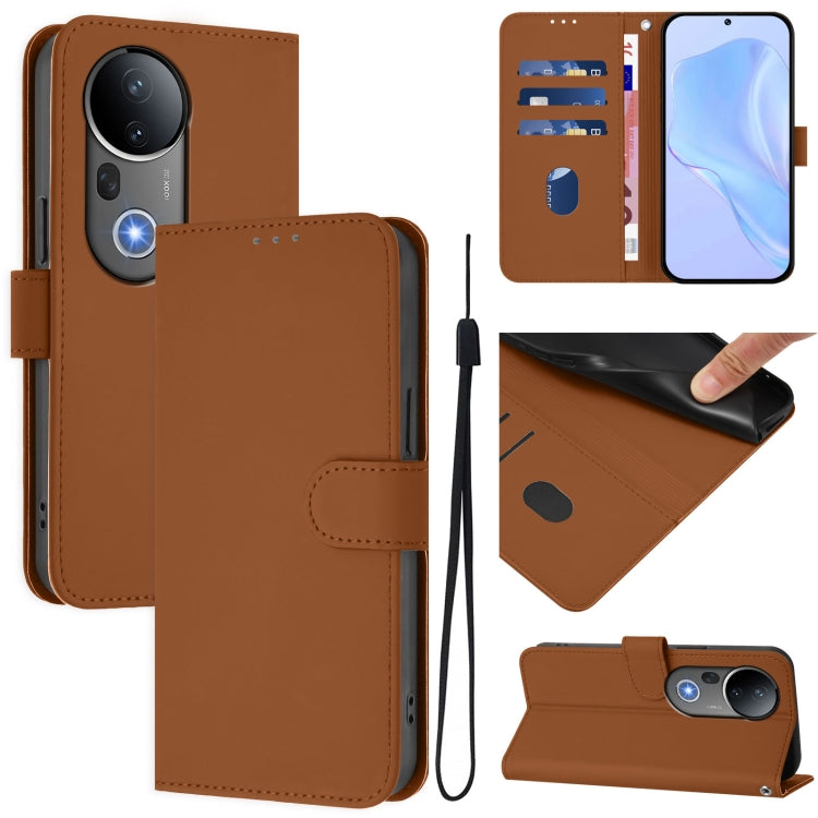 Skin Feel Solid Color Leather Phone Case with Lanyard, For vivo S20 Pro, For vivo Y300