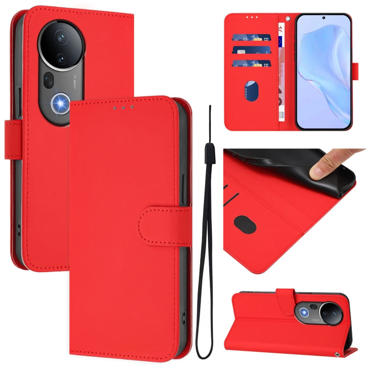 Skin Feel Solid Color Leather Phone Case with Lanyard, For vivo S20 Pro, For vivo Y300