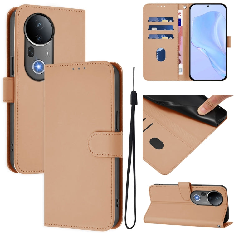 Skin Feel Solid Color Leather Phone Case with Lanyard, For vivo S20 Pro, For vivo Y300