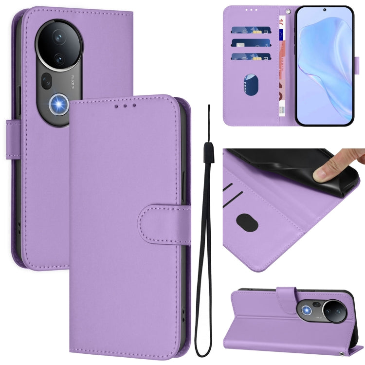 Skin Feel Solid Color Leather Phone Case with Lanyard, For vivo S20 Pro, For vivo Y300
