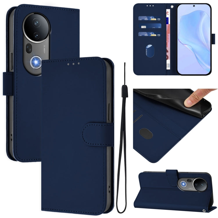 Skin Feel Solid Color Leather Phone Case with Lanyard, For vivo S20 Pro, For vivo Y300