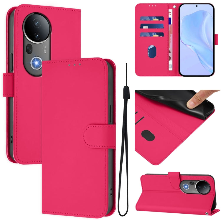 Skin Feel Solid Color Leather Phone Case with Lanyard, For vivo S20 Pro, For vivo Y300