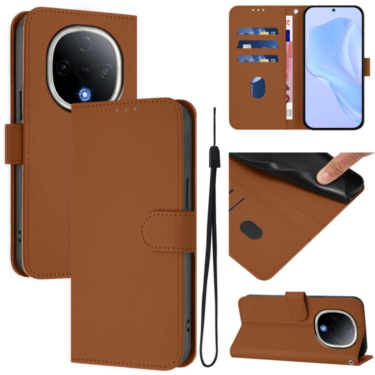 Skin Feel Solid Color Leather Phone Case with Lanyard, For vivo S20 Pro, For vivo Y300
