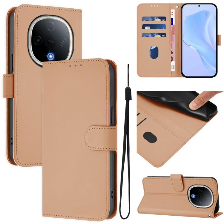 Skin Feel Solid Color Leather Phone Case with Lanyard, For vivo S20 Pro, For vivo Y300