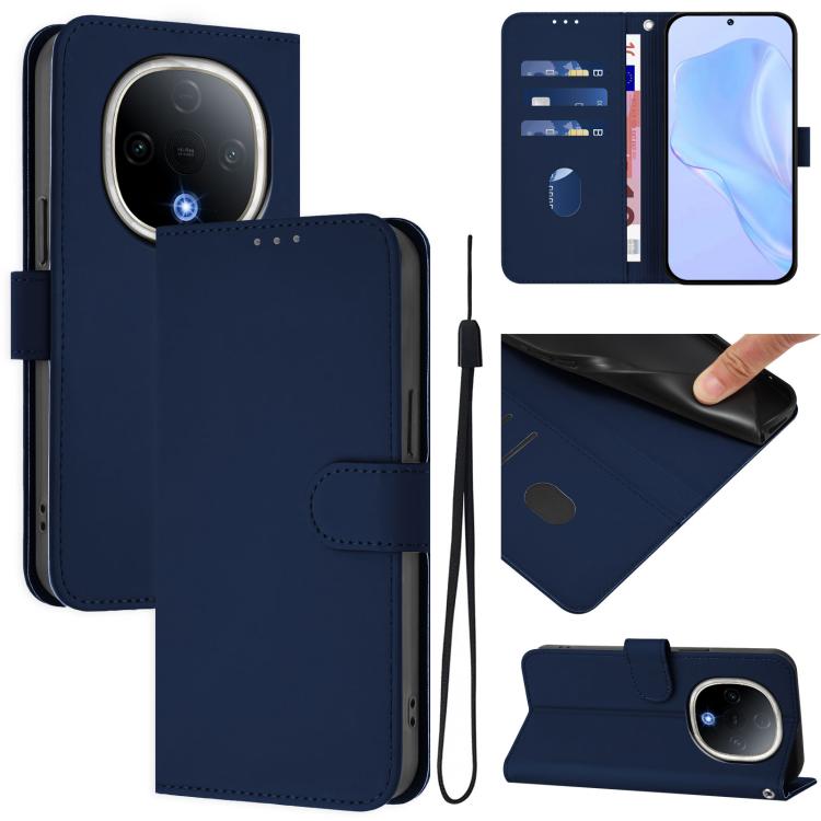Skin Feel Solid Color Leather Phone Case with Lanyard, For vivo S20 Pro, For vivo Y300