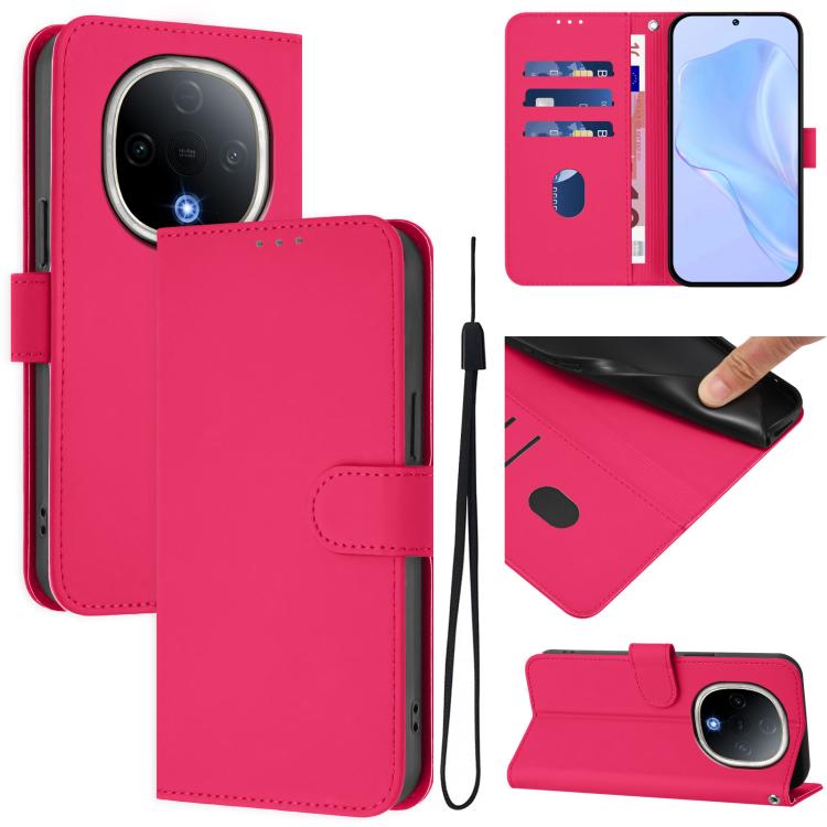 Skin Feel Solid Color Leather Phone Case with Lanyard, For vivo S20 Pro, For vivo Y300