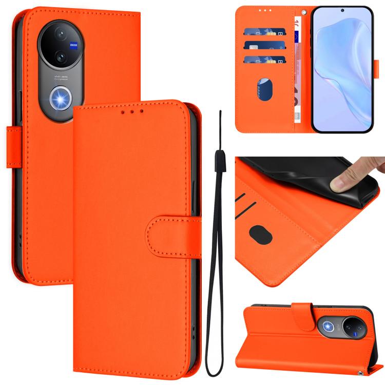 Skin Feel Solid Color Leather Phone Case with Lanyard, For vivo V50 Global, For vivo S20