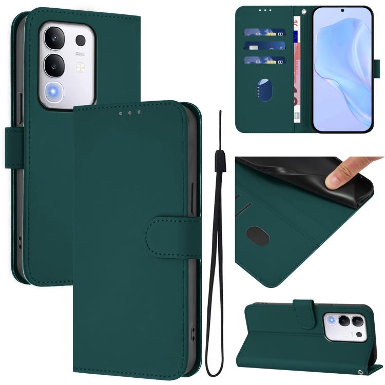 Skin Feel Solid Color Leather Phone Case with Lanyard, For vivo Y29S 5G / Y04 4G Global, For vivo Y29 4G Global