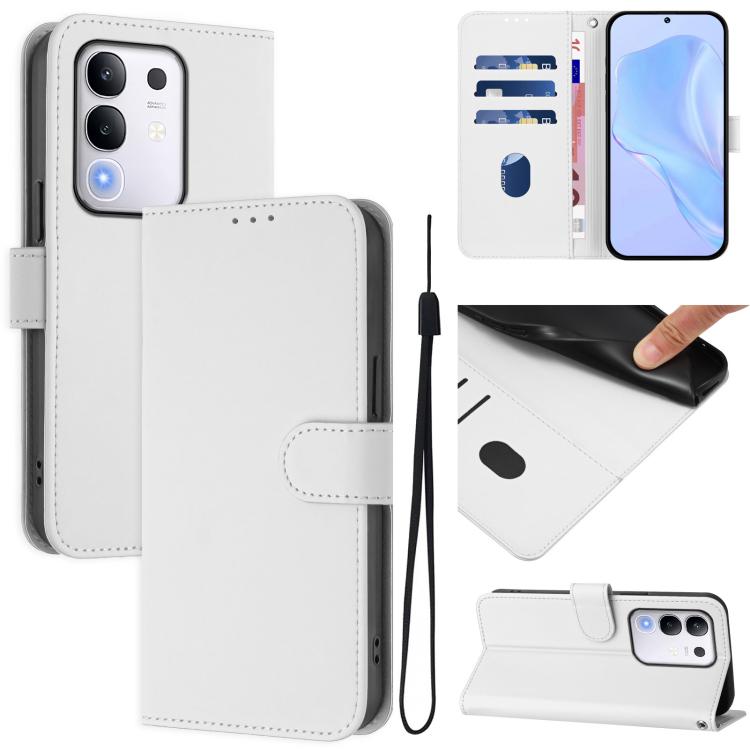 Skin Feel Solid Color Leather Phone Case with Lanyard, For vivo Y29S 5G / Y04 4G Global, For vivo Y29 4G Global