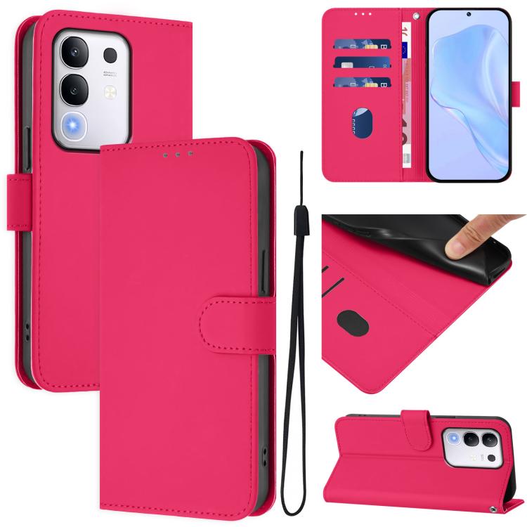 Skin Feel Solid Color Leather Phone Case with Lanyard, For vivo Y29S 5G / Y04 4G Global, For vivo Y29 4G Global