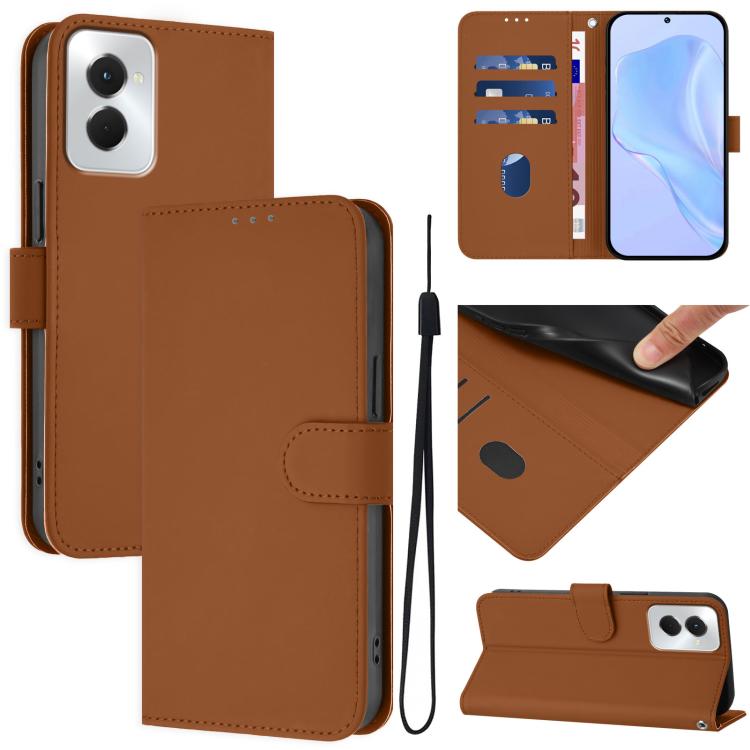 Skin Feel Solid Color Leather Phone Case with Lanyard, For vivo Y29S 5G / Y04 4G Global, For vivo Y29 4G Global