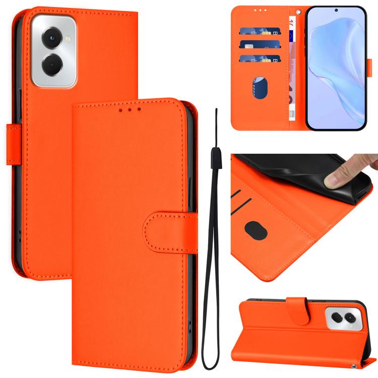 Skin Feel Solid Color Leather Phone Case with Lanyard, For vivo Y29S 5G / Y04 4G Global, For vivo Y29 4G Global