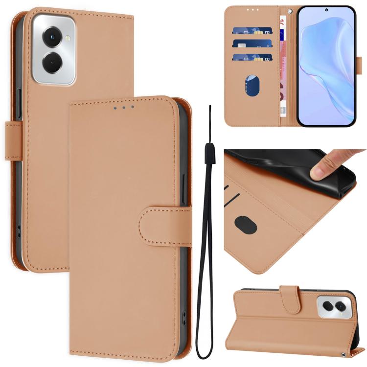 Skin Feel Solid Color Leather Phone Case with Lanyard, For vivo Y29S 5G / Y04 4G Global, For vivo Y29 4G Global